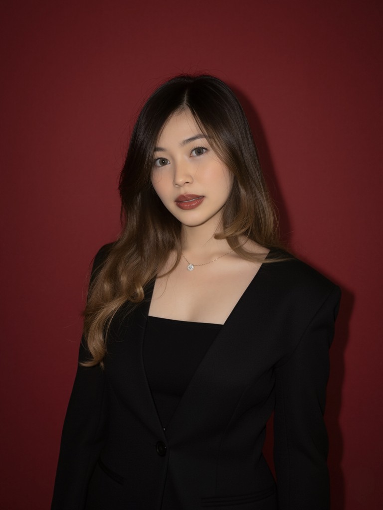 Ericha Ameilia Putri in a black blazer